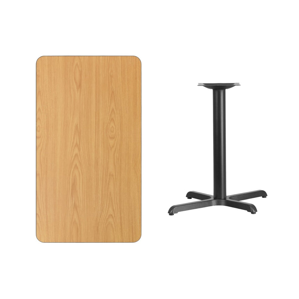 English Elm Graniss Durable Rectangular Laminate Table with Sturdy Cast Iron Base - Perfect for Dining & Hospitality Natural 24"W x 42"L XU-NATTB-2442-T2230-GG