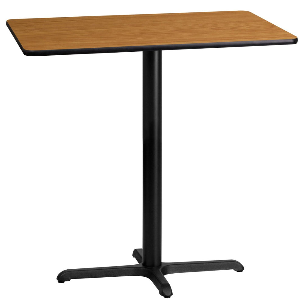 English Elm Stiles Durable Bar Height Table Set with Reversible Laminate Top and Sturdy Cast-Iron Base for Dining Natural 24"W x 42"L XU-NATTB-2442-T2230B-GG