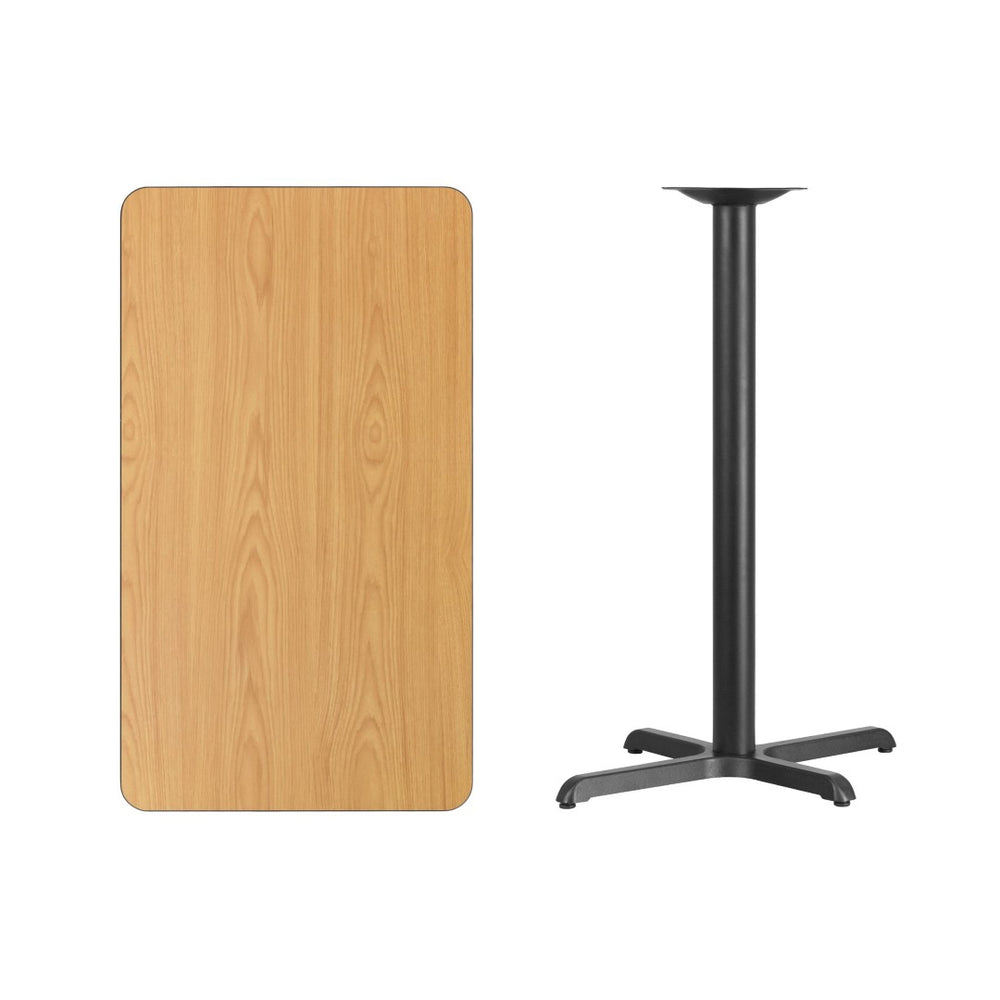 English Elm Stiles Durable Bar Height Table Set with Reversible Laminate Top and Sturdy Cast-Iron Base for Dining Natural 24"W x 42"L XU-NATTB-2442-T2230B-GG