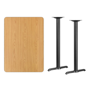 English Elm Stiles Commercial-Grade Bar Height Table Set with Durable Laminate Top and Sturdy Dual T-Bases Natural 30"W x 42"L XU-NATTB-3042-T0522B-GG