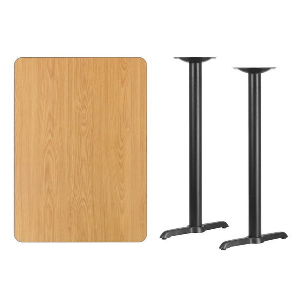 English Elm Stiles Commercial-Grade Bar Height Table Set with Durable Laminate Top and Sturdy Dual T-Bases Natural 30"W x 42"L XU-NATTB-3042-T0522B-GG