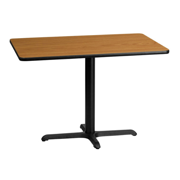 English Elm Graniss Durable Rectangular Laminate Table Top with Sturdy Cast Iron Base for Dining & Commercial Use Natural 30"W x 42"L XU-NATTB-3042-T2230-GG