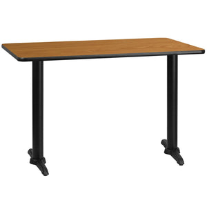English Elm Graniss Commercial-Grade Rectangular Laminate Table Top with Sturdy Twin T-Bases for Versatile Use Natural 30"W x 48"L XU-NATTB-3048-T0522-GG