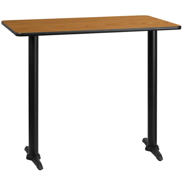 English Elm Stiles Durable Rectangular Laminate Table Top with Sturdy Bar Height Base for Commercial Use Natural 30"W x 48"L XU-NATTB-3048-T0522B-GG