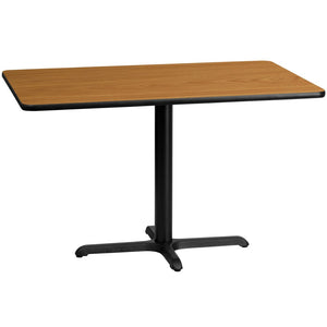 English Elm Graniss Commercial-Grade Rectangular Table Top & Cast Iron Base for Dining and Hospitality Spaces Natural 30"W x 48"L XU-NATTB-3048-T2230-GG