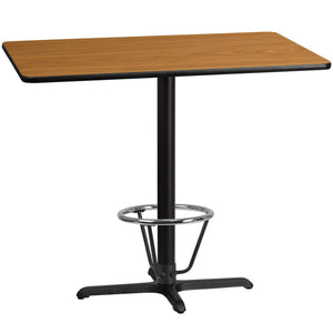 English Elm Stiles Commercial-Grade Bar-Height Table Set with Durable Laminate Top and Sturdy Cast Iron Base Natural 30"W x 48"L XU-NATTB-3048-T2230B-3CFR-GG
