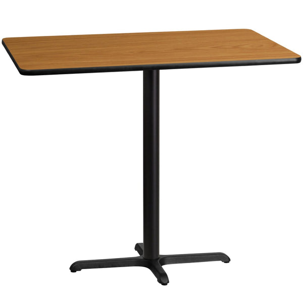 English Elm Stiles Rectangular Bar Height Table Set with Durable Laminate Top and Heavy-Duty Cast Iron Base Natural 30"W x 48"L XU-NATTB-3048-T2230B-GG
