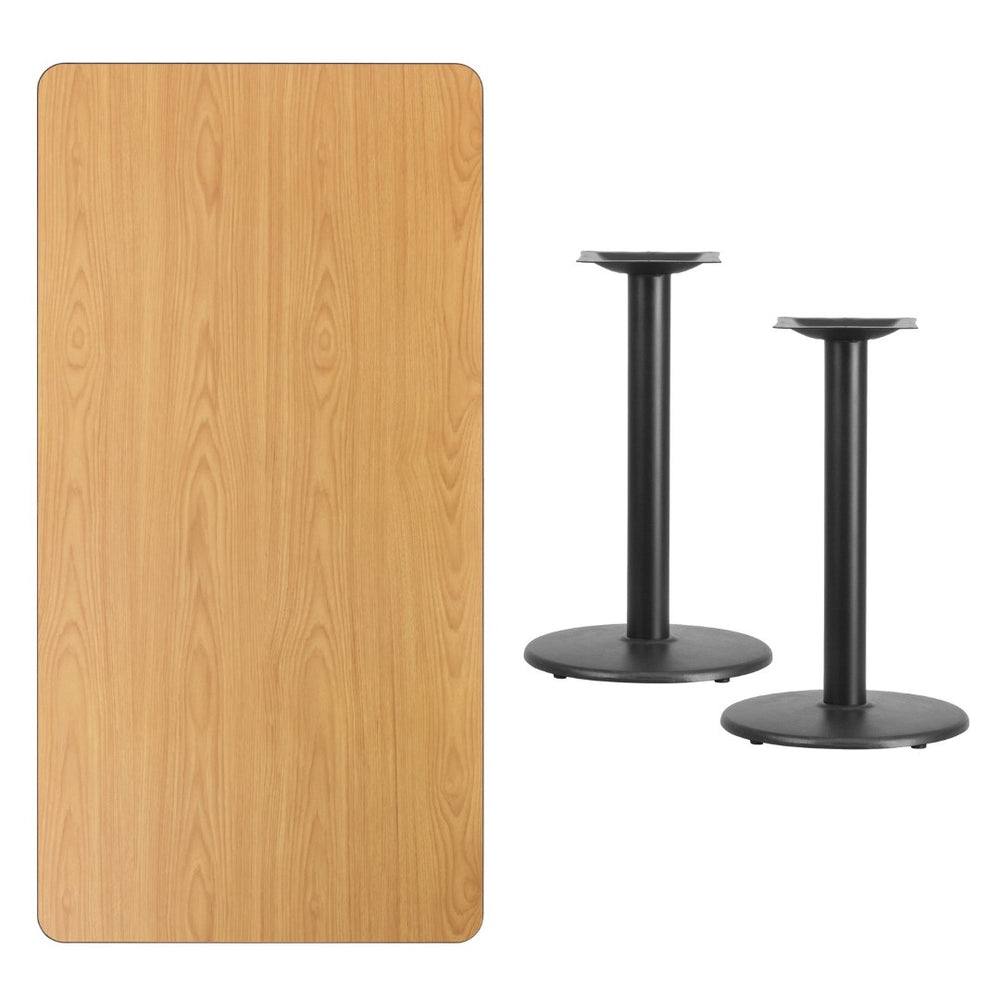 English Elm Graniss Rectangular Laminate Table Top with Durable Dual Round Bases for Home and Commercial Use Natural 30"W x 60"L XU-NATTB-3060-TR18-GG