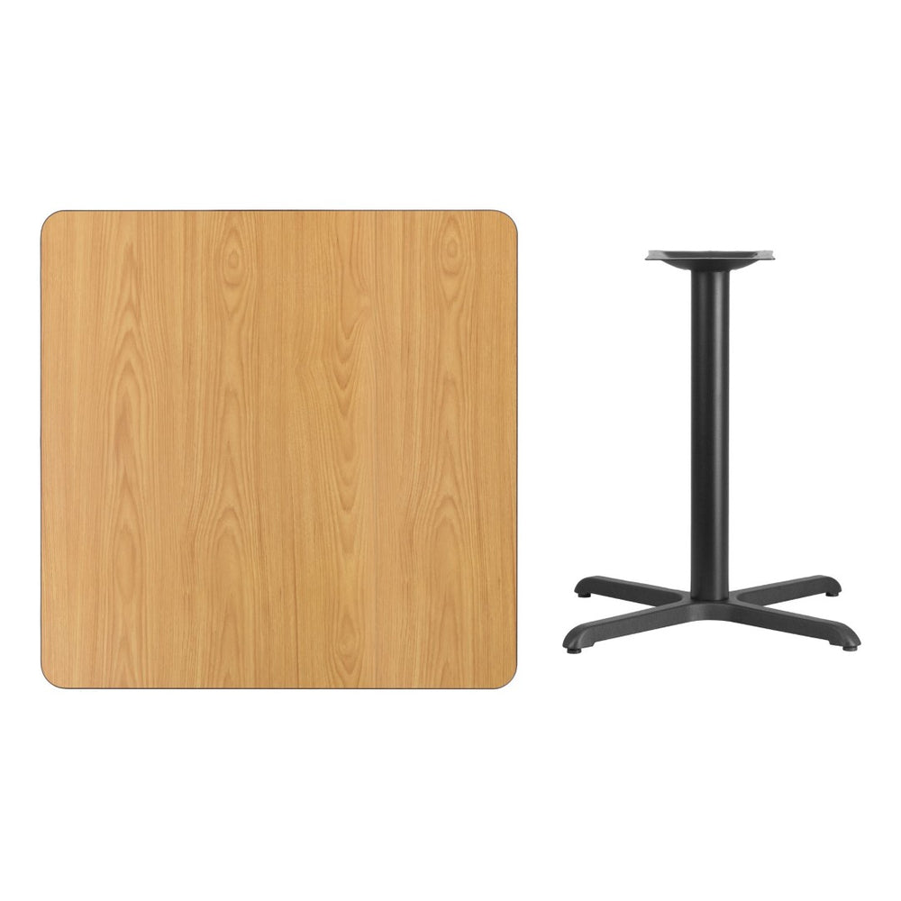 English Elm Graniss Durable Laminate Table Top with Sturdy X-Base for Home and Commercial Dining Spaces Natural 36" Square XU-NATTB-3636-T3030-GG