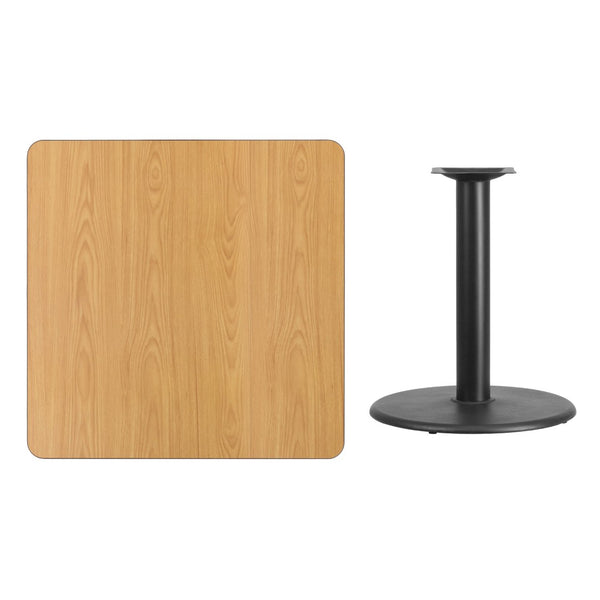 English Elm Graniss Durable Square Laminate Table Top with Sturdy Round Base for Stylish Dining & Hospitality Spaces Natural 36" Square XU-NATTB-3636-TR24-GG