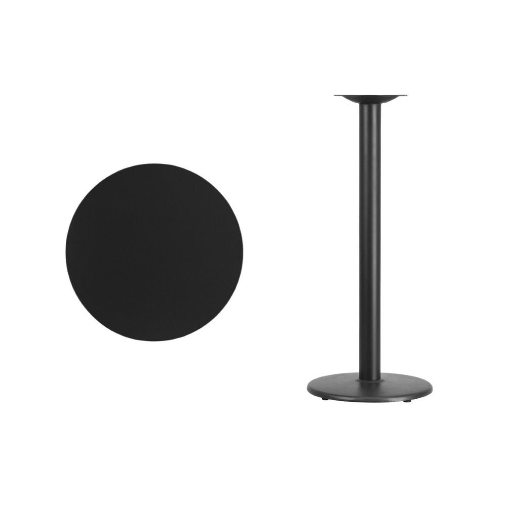 English Elm Stiles Commercial-Grade Bar Height Table Set with Durable Laminate Top for Stylish Dining Spaces Black 24" Round XU-RD-24-BLKTB-TR18B-GG