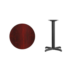 English Elm Graniss Commercial-Grade Laminate Table Top with Durable Cast Iron Base for Dining and Meetings Mahogany 24" Round XU-RD-24-MAHTB-T2222-GG