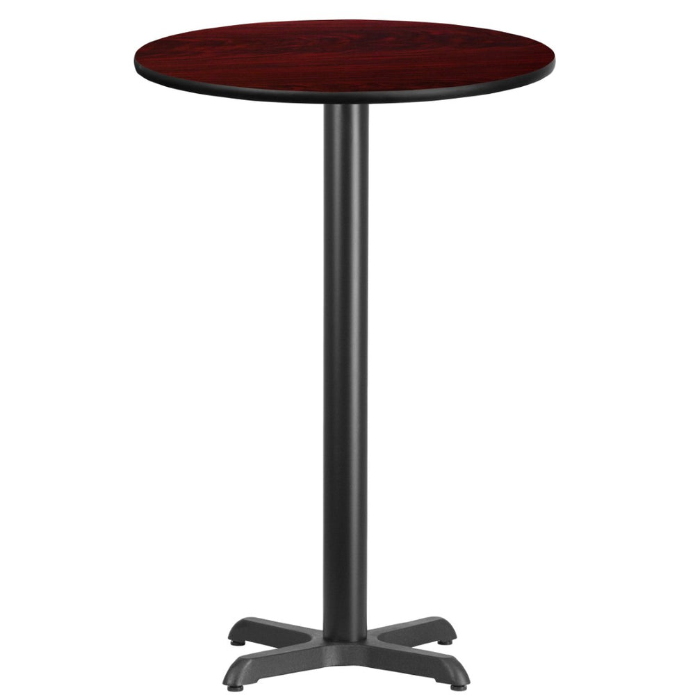 English Elm Stiles Durable Laminate Table Top with Sturdy Cast Iron Base for Stylish Bar Height Gatherings Black 24" Round XU-RD-24-BLKTB-T2222B-GG