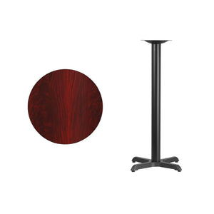 English Elm Stiles Durable Laminate Table Top with Sturdy Cast Iron Base for Stylish Bar Height Gatherings Mahogany 24" Round XU-RD-24-MAHTB-T2222B-GG