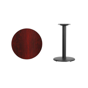 English Elm Graniss Durable Laminate Table Top with Sturdy Cast Iron Base for Dining and Hospitality Spaces Mahogany 24" Round XU-RD-24-MAHTB-TR18-GG