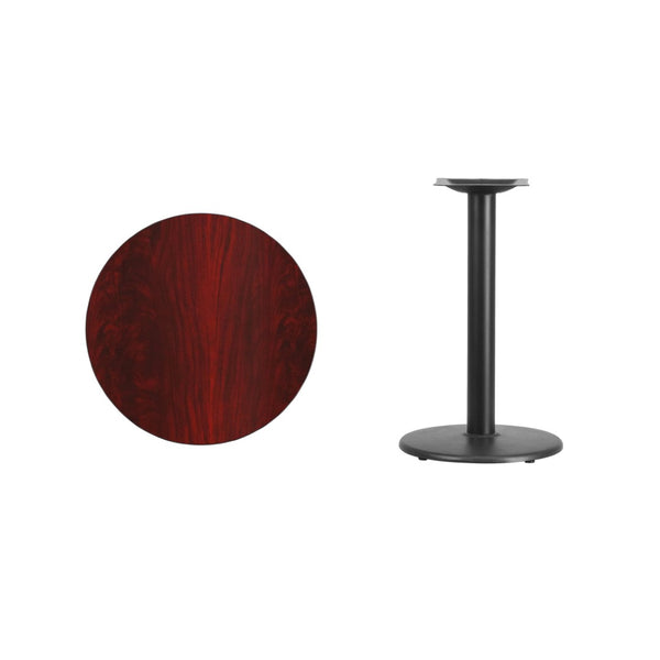 English Elm Graniss Durable Laminate Table Top with Sturdy Cast Iron Base for Dining and Hospitality Spaces Mahogany 24" Round XU-RD-24-MAHTB-TR18-GG