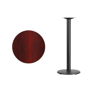 English Elm Stiles Commercial-Grade Bar Height Table Set with Durable Laminate Top for Stylish Dining Spaces Mahogany 24" Round XU-RD-24-MAHTB-TR18B-GG