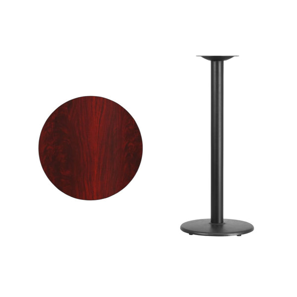 English Elm Stiles Commercial-Grade Bar Height Table Set with Durable Laminate Top for Stylish Dining Spaces Mahogany 24" Round XU-RD-24-MAHTB-TR18B-GG
