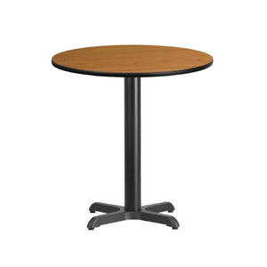English Elm Graniss Commercial-Grade Laminate Table Top with Durable Cast Iron Base for Dining and Meetings Natural 24" Round XU-RD-24-NATTB-T2222-GG
