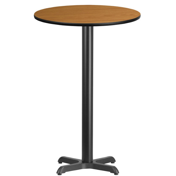 English Elm Stiles Durable Laminate Table Top with Sturdy Cast Iron Base for Stylish Bar Height Gatherings Natural 24" Round XU-RD-24-NATTB-T2222B-GG