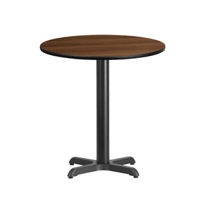 English Elm Graniss Commercial-Grade Laminate Table Top with Durable Cast Iron Base for Dining and Meetings Walnut 24" Round XU-RD-24-WALTB-T2222-GG