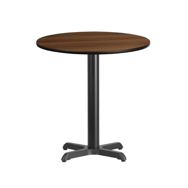 English Elm Graniss Commercial-Grade Laminate Table Top with Durable Cast Iron Base for Dining and Meetings Walnut 24" Round XU-RD-24-WALTB-T2222-GG