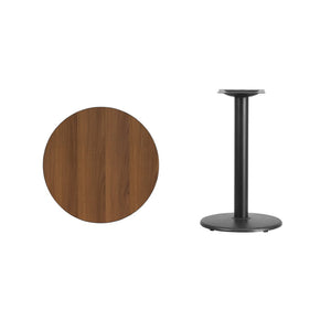 English Elm Graniss Durable Laminate Table Top with Sturdy Cast Iron Base for Dining and Hospitality Spaces Walnut 24" Round XU-RD-24-WALTB-TR18-GG