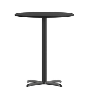 English Elm Stiles Commercial-Grade Bar Height Table Set with Durable Laminate Top and Sturdy Cast Iron Base Black 30" Round XU-RD-30-BLKTB-T2222B-GG