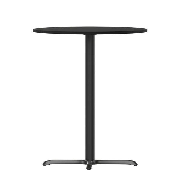 English Elm Stiles Commercial-Grade Bar Height Table Set with Durable Laminate Top and Sturdy Cast Iron Base Black 30" Round XU-RD-30-BLKTB-T2222B-GG