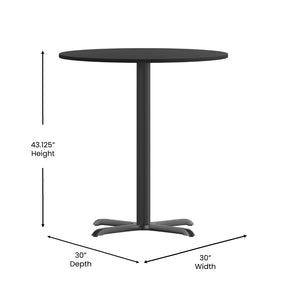 English Elm Stiles Commercial-Grade Bar Height Table Set with Durable Laminate Top and Sturdy Cast Iron Base Black 30" Round XU-RD-30-BLKTB-T2222B-GG