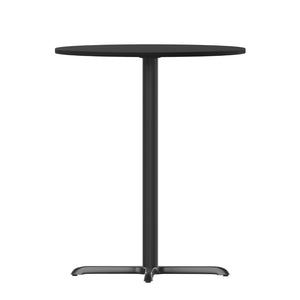 English Elm Stiles Commercial-Grade Bar Height Table Set with Durable Laminate Top and Sturdy Cast Iron Base Black 30" Round XU-RD-30-BLKTB-T2222B-GG