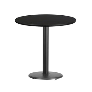 English Elm Stiles 30'' Round Black Laminate Table Top & 18'' Round Base - Durable, Easy to Assemble & Stylish XU-RD-30-BLKTB-TR18-GG