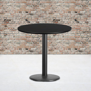 English Elm Stiles 30'' Round Black Laminate Table Top & 18'' Round Base - Durable, Easy to Assemble & Stylish XU-RD-30-BLKTB-TR18-GG