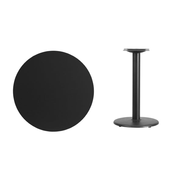 English Elm Stiles 30'' Round Black Laminate Table Top & 18'' Round Base - Durable, Easy to Assemble & Stylish XU-RD-30-BLKTB-TR18-GG