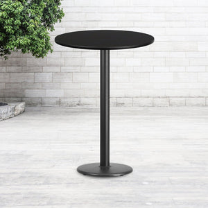 English Elm Stiles Durable Bar Height Table with Reversible Laminate Top and Sturdy Cast Iron Base for Dining Spaces Black 30" Round XU-RD-30-BLKTB-TR18B-GG