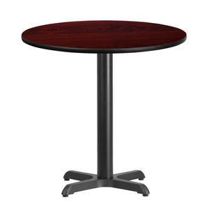 English Elm Graniss Durable Commercial-Grade Table Set with Reversible Laminate Top and Heavy-Duty Cast Iron Base Mahogany 30" Round XU-RD-30-MAHTB-T2222-GG