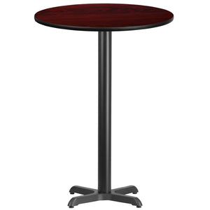 English Elm Stiles Commercial-Grade Bar Height Table Set with Durable Laminate Top and Sturdy Cast Iron Base Mahogany 30" Round XU-RD-30-MAHTB-T2222B-GG