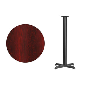 English Elm Stiles Commercial-Grade Bar Height Table Set with Durable Laminate Top and Sturdy Cast Iron Base Mahogany 30" Round XU-RD-30-MAHTB-T2222B-GG