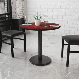 English Elm Graniss Durable Commercial-Grade Laminate Table Top with Heavy-Duty Base for Home or Café Use Mahogany 30" Round XU-RD-30-MAHTB-TR18-GG