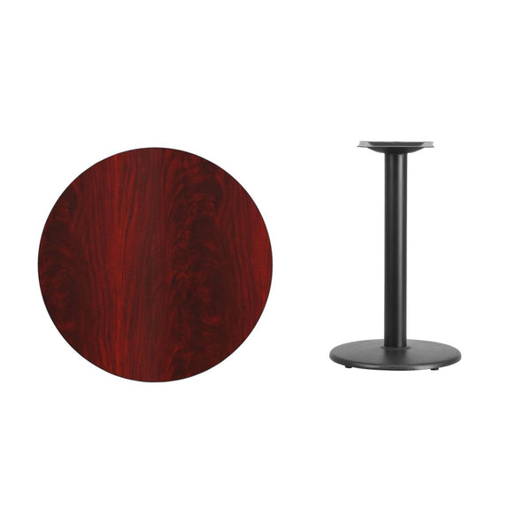 English Elm Graniss Durable Commercial-Grade Laminate Table Top with Heavy-Duty Base for Home or Café Use Mahogany 30" Round XU-RD-30-MAHTB-TR18-GG