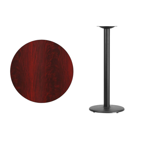 English Elm Stiles Durable Bar Height Table with Reversible Laminate Top and Sturdy Cast Iron Base for Dining Spaces Mahogany 30" Round XU-RD-30-MAHTB-TR18B-GG