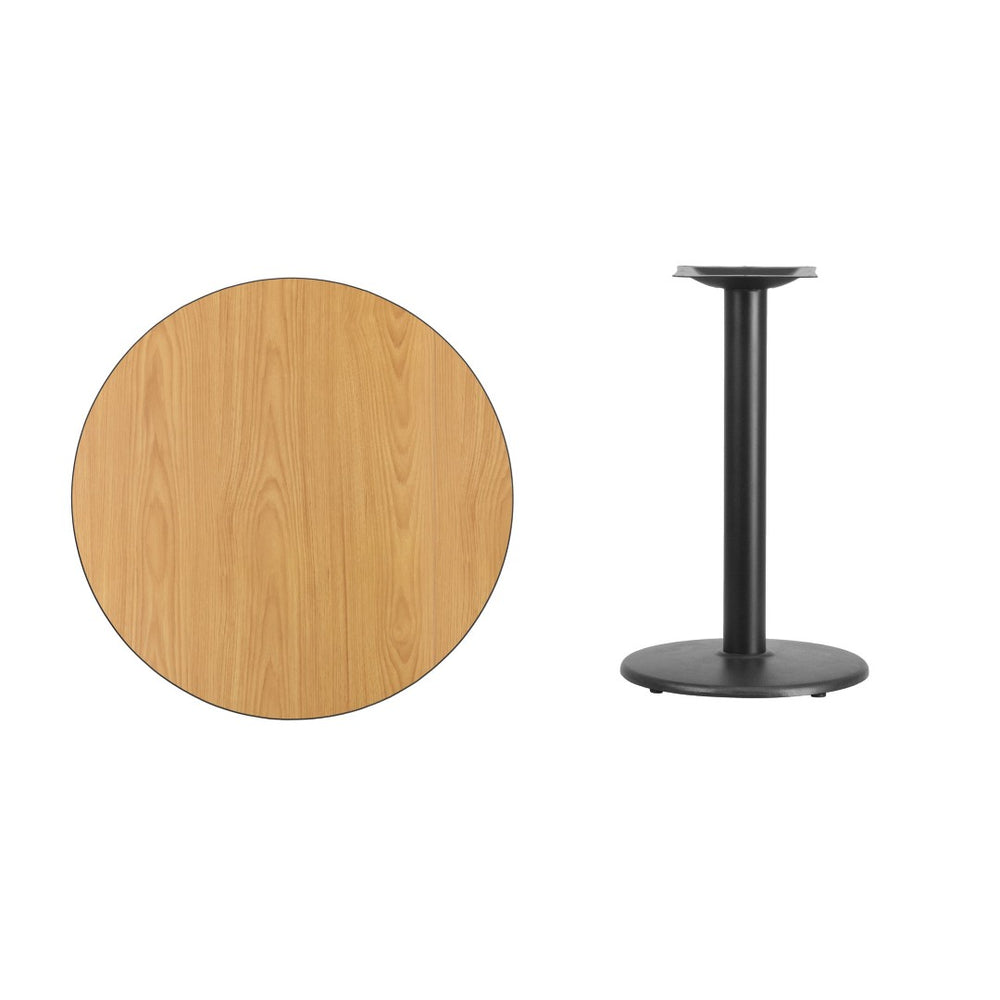 English Elm Graniss Durable Commercial-Grade Laminate Table Top with Heavy-Duty Base for Home or Café Use Natural 30" Round XU-RD-30-NATTB-TR18-GG
