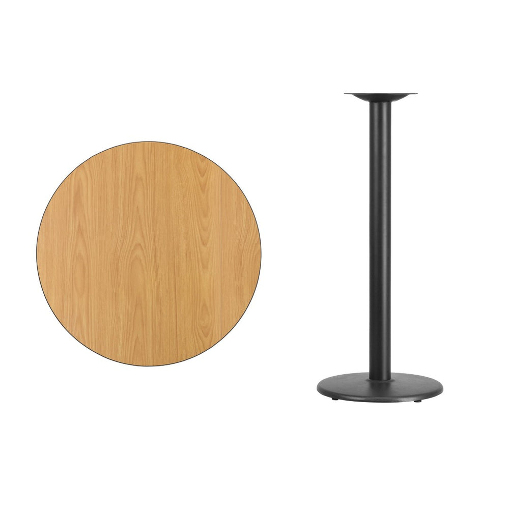English Elm Stiles Durable Bar Height Table with Reversible Laminate Top and Sturdy Cast Iron Base for Dining Spaces Natural 30" Round XU-RD-30-NATTB-TR18B-GG