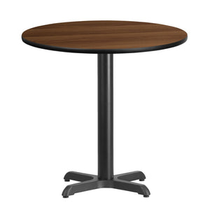 English Elm Graniss Durable Commercial-Grade Table Set with Reversible Laminate Top and Heavy-Duty Cast Iron Base Walnut 30" Round XU-RD-30-WALTB-T2222-GG