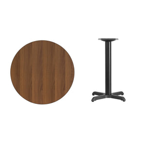 English Elm Graniss Durable Commercial-Grade Table Set with Reversible Laminate Top and Heavy-Duty Cast Iron Base Walnut 30" Round XU-RD-30-WALTB-T2222-GG