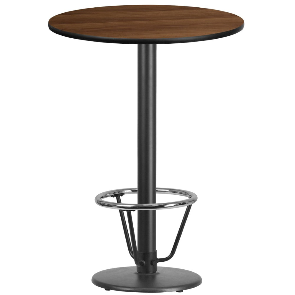 English Elm Stiles Commercial-Grade Bar Height Table Set with Durable Laminate Top and Integrated Foot Ring Black 30" Round XU-RD-30-BLKTB-TR18B-3CFR-GG