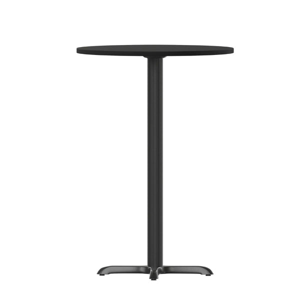 English Elm Stiles Commercial-Grade Bar Height Table Set with Reversible Laminate Top for Dining Spaces Black 36" Round XU-RD-36-BLKTB-T3030B-GG