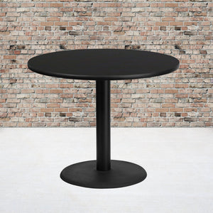 English Elm Stiles 36" Round Black Laminate Table Top with Durable Base - Perfect for Dining & Hospitality Spaces XU-RD-36-BLKTB-TR24-GG