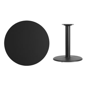 English Elm Stiles 36" Round Black Laminate Table Top with Durable Base - Perfect for Dining & Hospitality Spaces XU-RD-36-BLKTB-TR24-GG