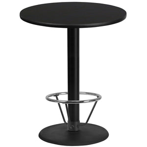 English Elm Stiles Durable Bar Height Table Set with Versatile Laminate Top and Sturdy Chrome Foot Ring Design Black 36" Round XU-RD-36-BLKTB-TR24B-4CFR-GG